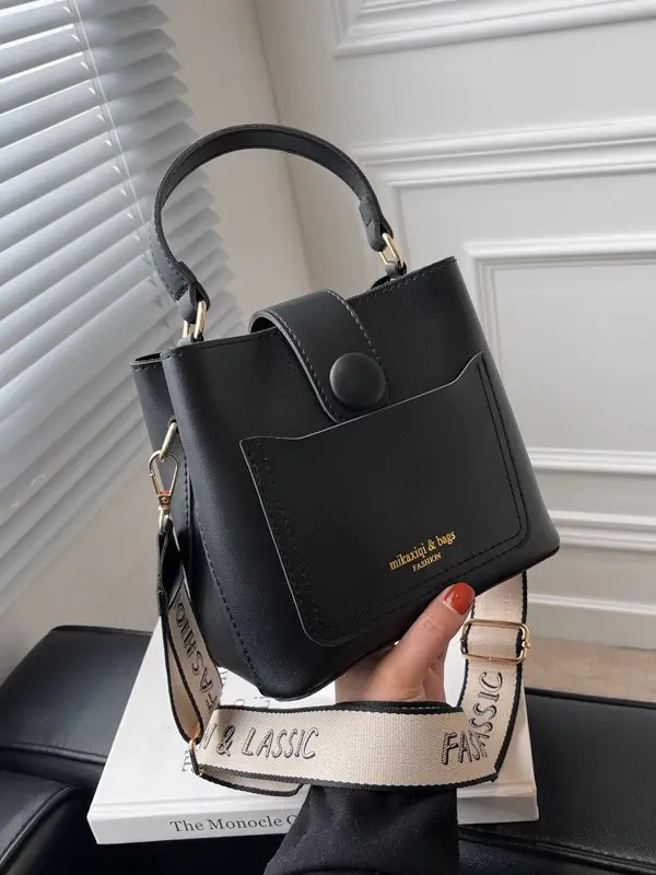 Black Vintage Bucket Bag for Women 2024 New Arrival - Image 8
