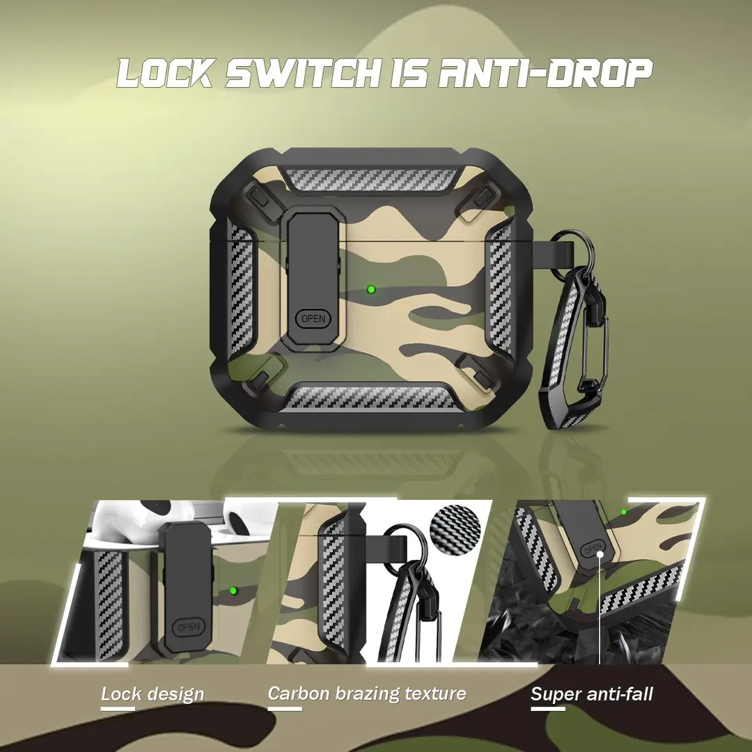 Suitable for Airpodspro3 Protective Case, New Apple 4Th Generation Earphone Case, Airpods4 Camouflage Earphone Protective Case