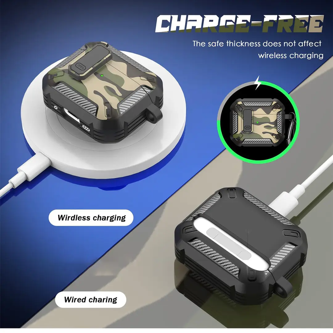 Suitable for Airpodspro3 Protective Case, New Apple 4Th Generation Earphone Case, Airpods4 Camouflage Earphone Protective Case — feature 3