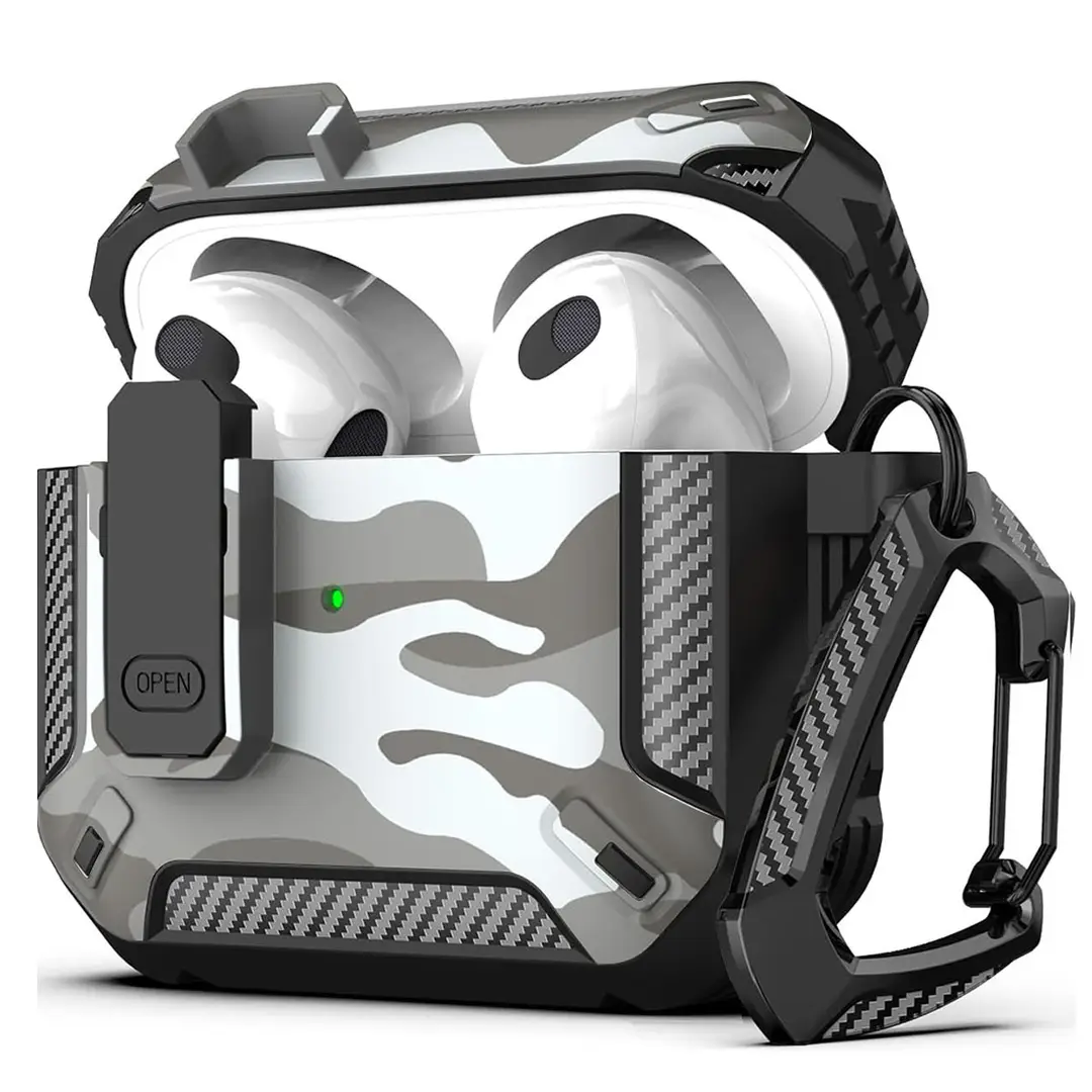 Suitable for Airpodspro3 Protective Case, New Apple 4Th Generation Earphone Case, Airpods4 Camouflage Earphone Protective Case