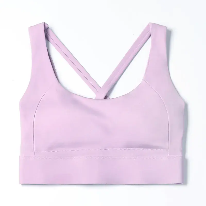Women's Light Pink Shockproof Yoga Bra Back Outer Wearing Vest - Image 9
