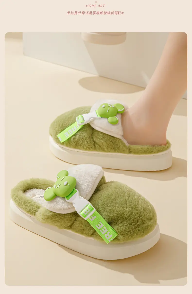 2024 Cartoon Fleece Slippers Women Orange Winter Warm — feature 16
