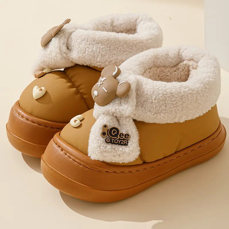 Cotton Slippers Women's 2024 New Autumn and Winter Indoor Home Non-slip Plush Comfortable Warm Couple's Cotton Shoes Men's Slippers - Image 3