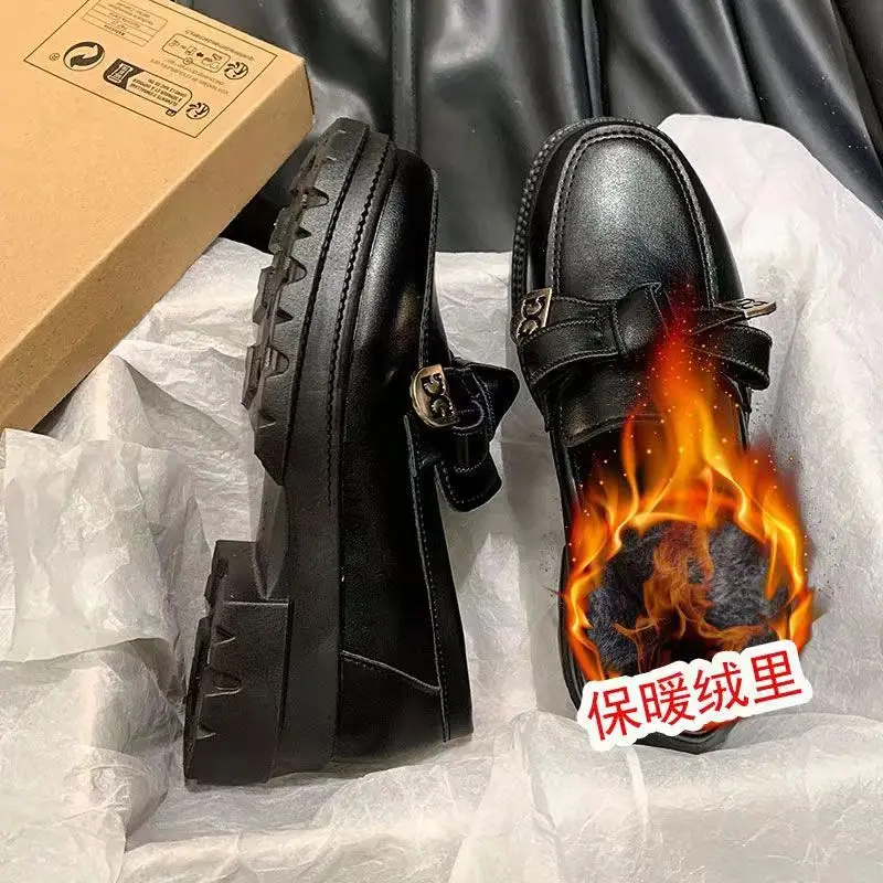 French Style Small Fragrant Style Loafers for Women 2025 Spring & Fall New Thick-Soled British Style Jk Small Leather Shoes Black Women's Shoes