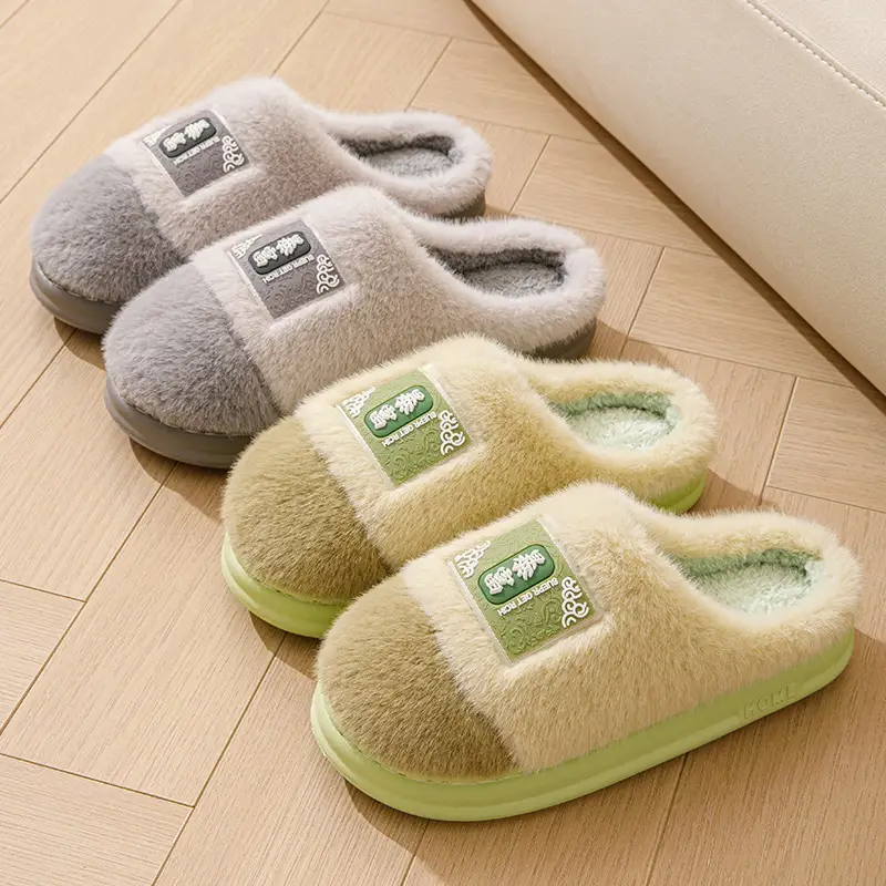 Winter Cotton Slippers Women's Home Non-slip Wear-resistant Comfortable Plush Warm Moon Thick Bottom Indoor Couple Soft Cotton Slippers for Men - Image 7