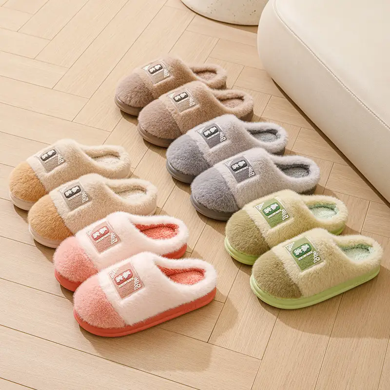 Winter Cotton Slippers Women's Home Non-slip Wear-resistant Comfortable Plush Warm Moon Thick Bottom Indoor Couple Soft Cotton Slippers for Men - Image 9