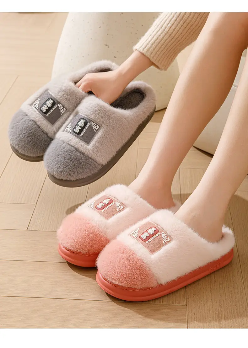 Winter Cotton Slippers Women's Home Non-slip Wear-resistant Comfortable Plush Warm Moon Thick Bottom Indoor Couple Soft Cotton Slippers for Men â feature 16