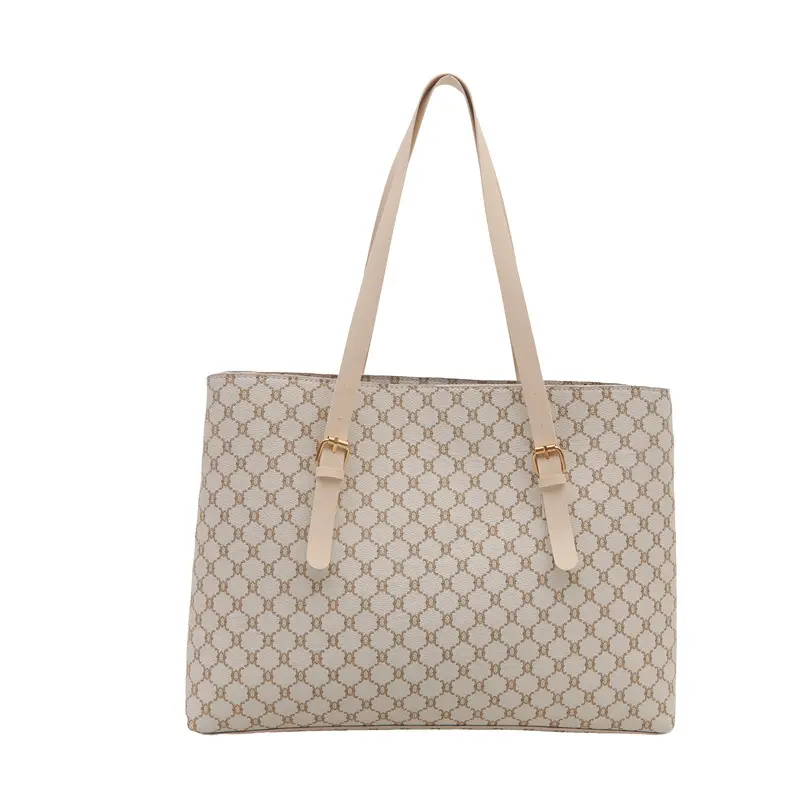 Women's Large Capacity Shoulder Bag Brown Monogram Pattern - Image 9