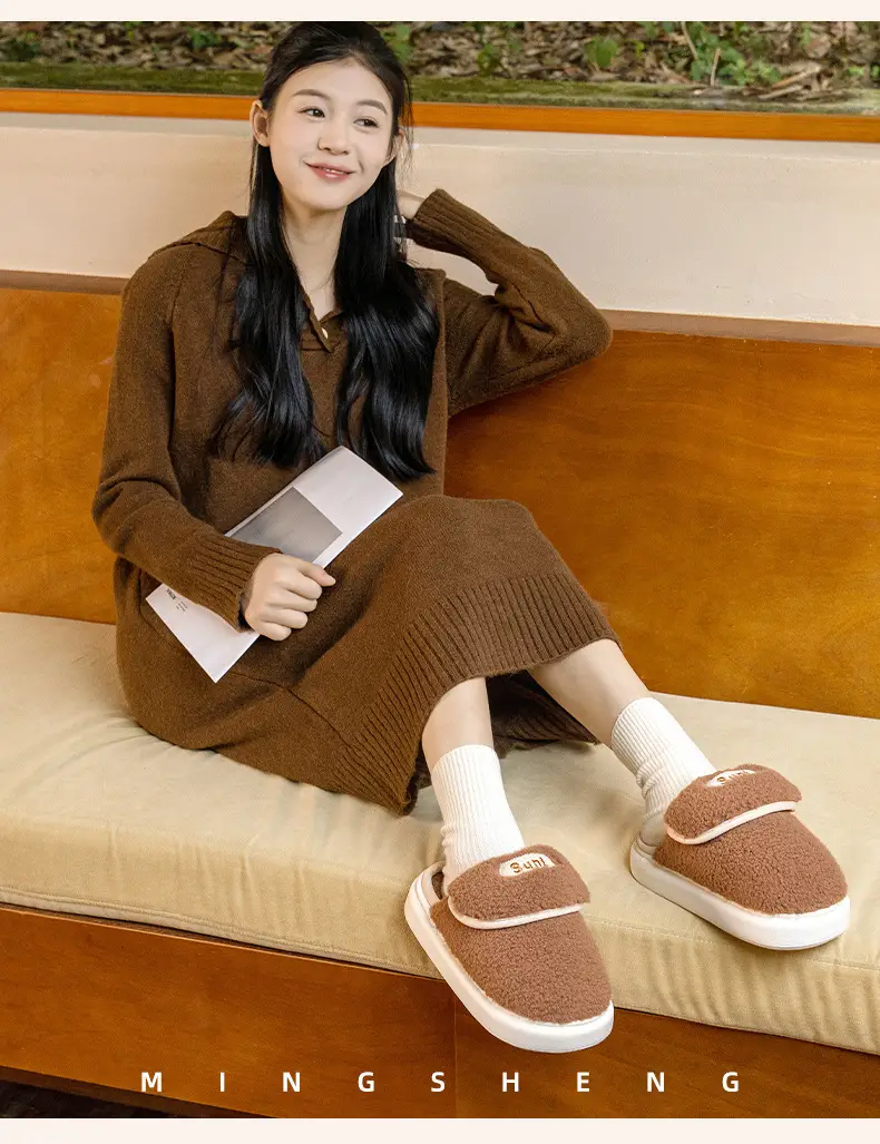 New Style Baotou Cotton Slippers for Women, Winter Couple Style, Comfortable, Warm, Thickened, Suitable for Outdoor Wear, Home Leisure Slippers, Cotton Slippers — feature 8