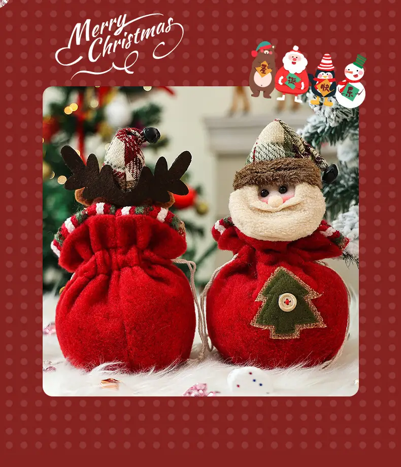 Knitted Christmas Apple Bag for Kids, Red, 12x12cm — feature 2
