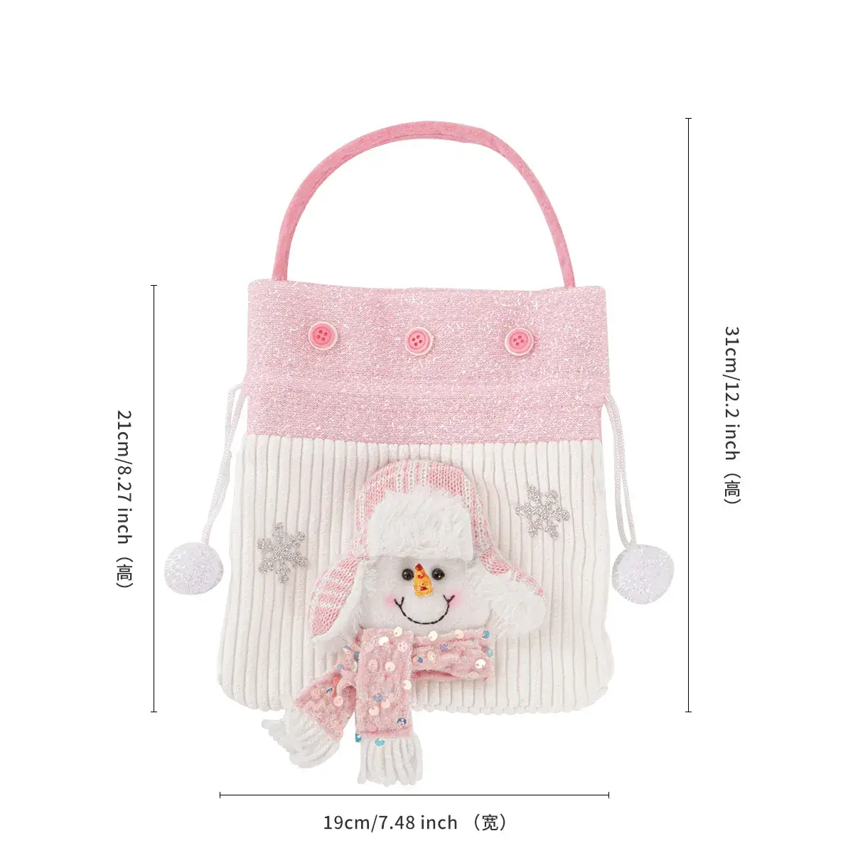 Knitted Christmas Apple Bag for Kids, Red, 12x12cm
