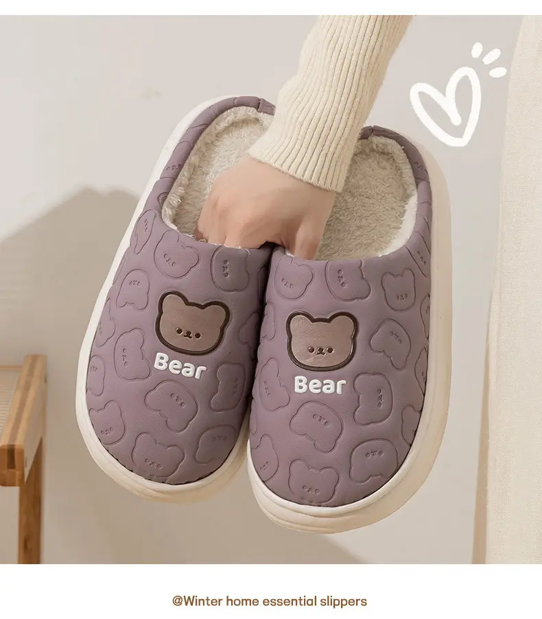 Waterproof Cotton Plush Bear Bag Women Winter Indoor Non-Slip — feature 8