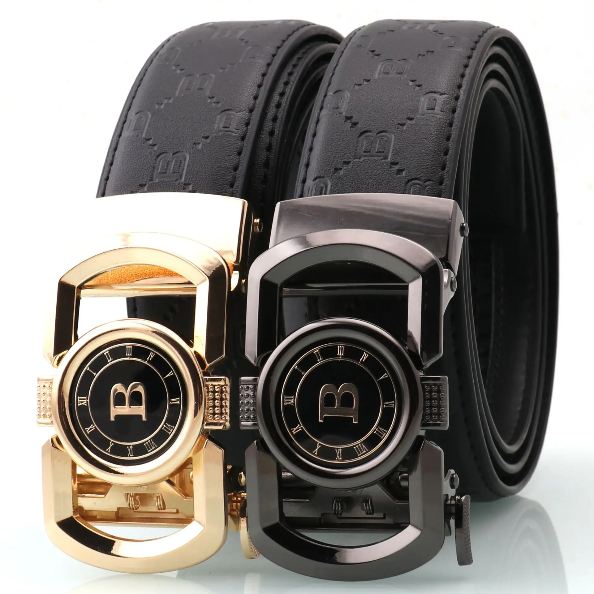 Hongsheng Leather Belt Black Gold Automatic Buckle - Image 4
