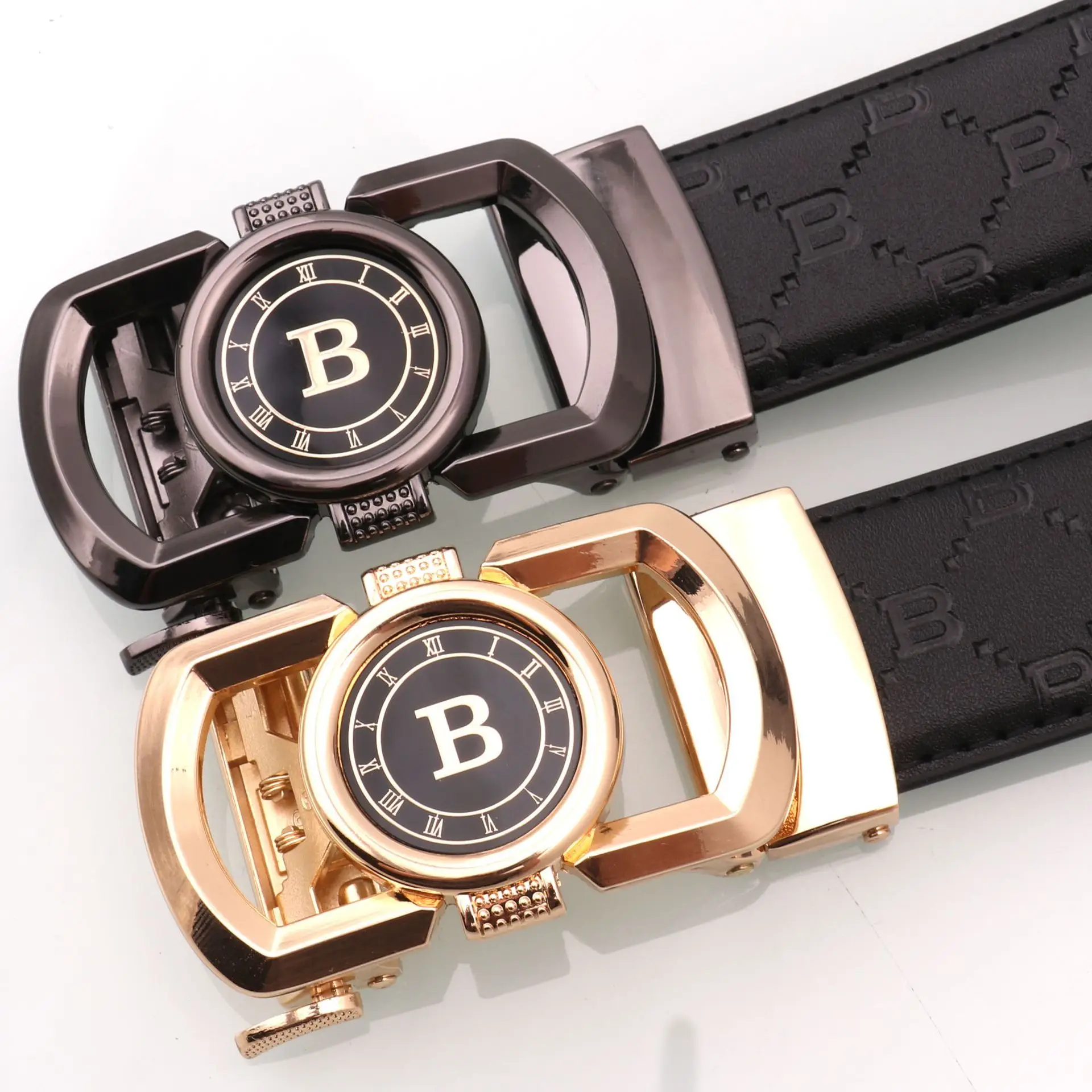 Hongsheng Leather Belt Black Gold Automatic Buckle - Image 5