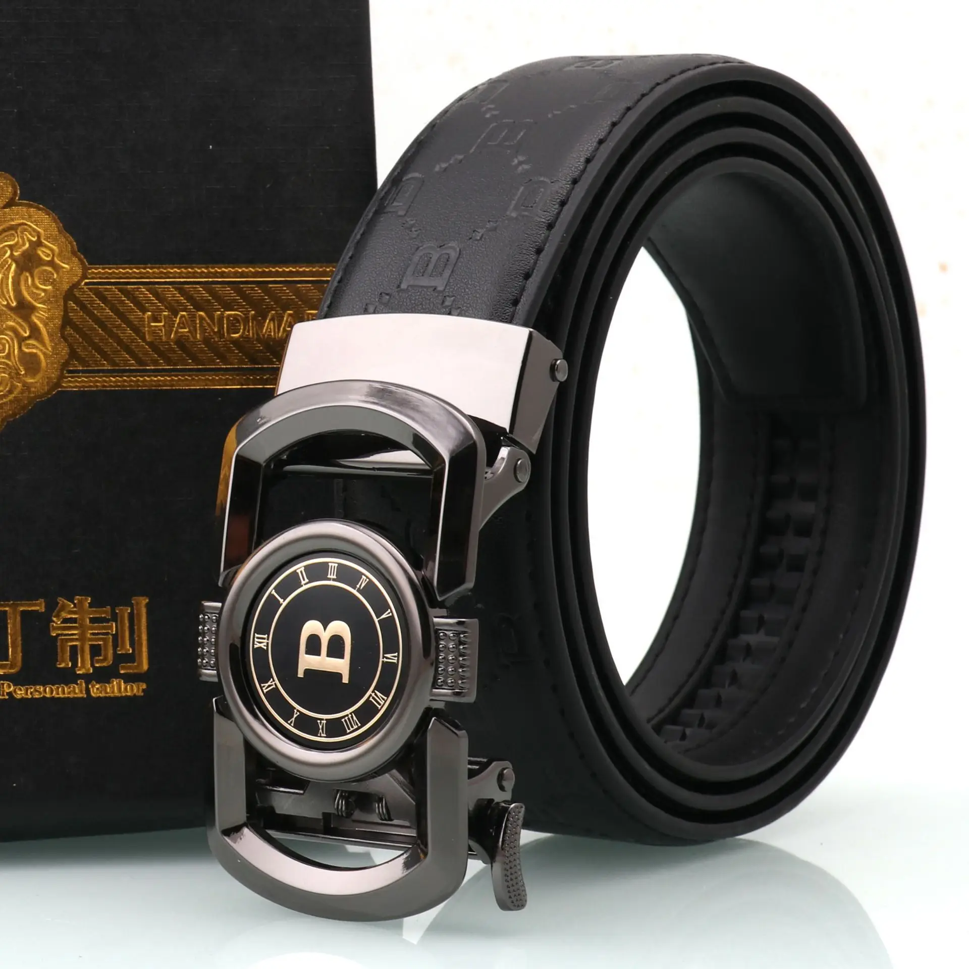Hongsheng Leather Belt Black Gold Automatic Buckle - Image 6