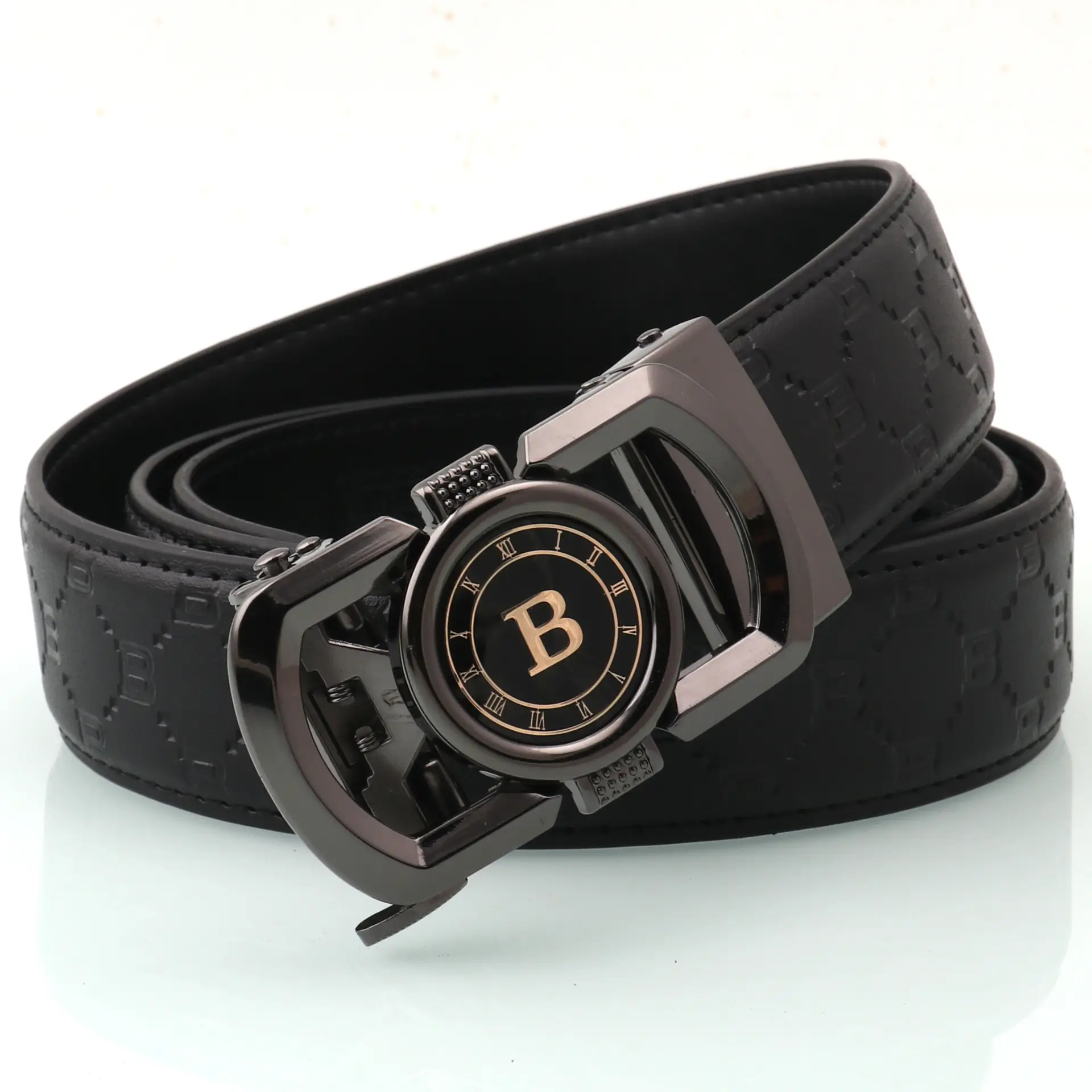 Hongsheng Leather Belt Black Gold Automatic Buckle - Image 2