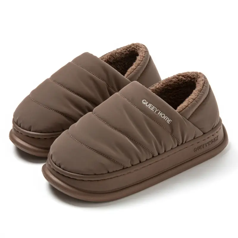 Winter Cotton Slippers Women's New Waterproof Down Cloth fleece-lined Thickened Warm Home Indoor Non-slip Thick Bottom Cotton Slippers for Men - Image 9
