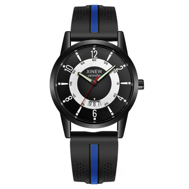 Xinew Men's Black Quartz Watch with Digital Display - Image 10