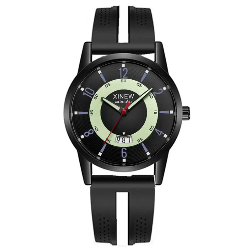Xinew Men's Black Quartz Watch with Digital Display - Image 2
