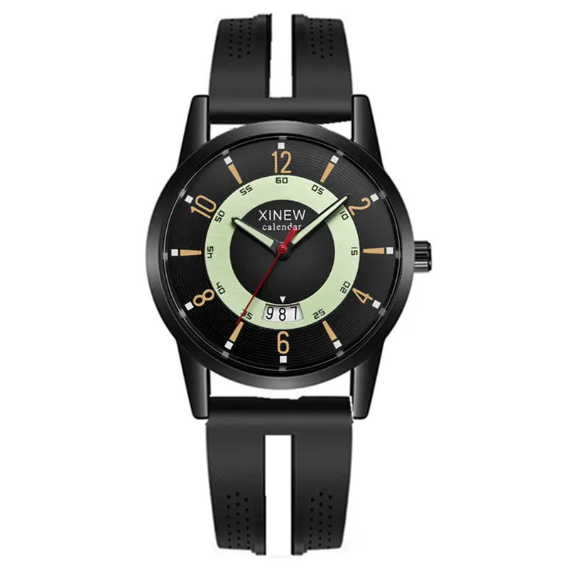 Xinew Men's Black Quartz Watch with Digital Display - Image 3
