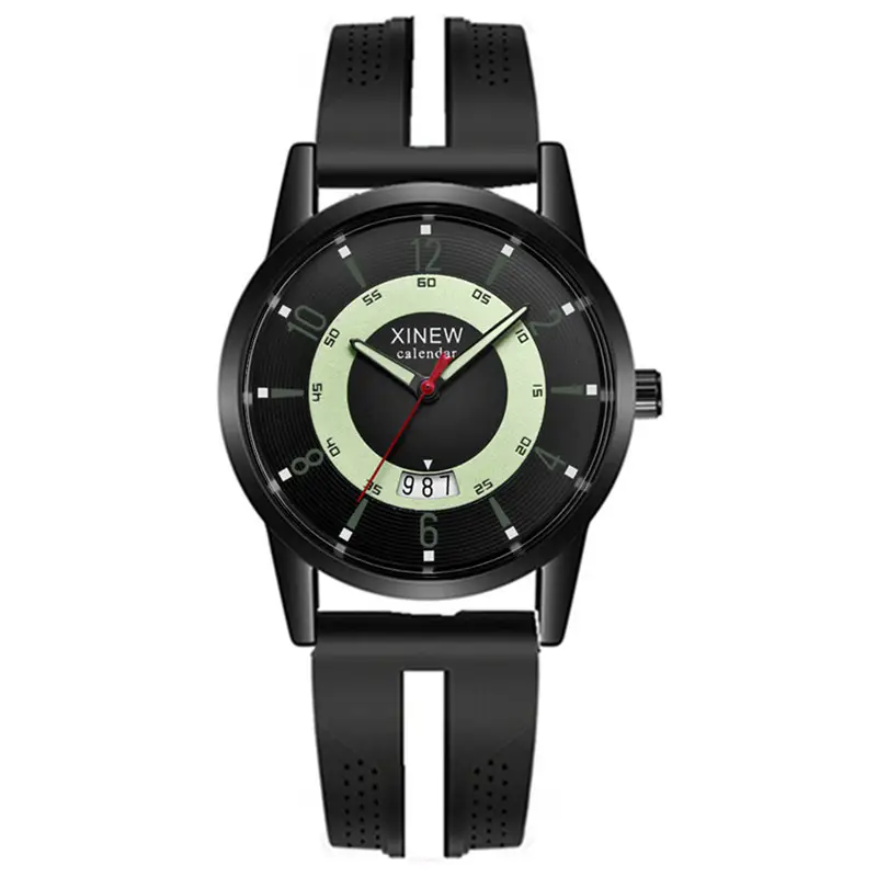 Xinew Men's Black Quartz Watch with Digital Display - Image 4