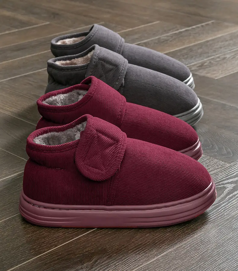 Men's Cotton Slippers with Heel for Autumn and Winter Indoor Home fleece-lined Warm Non-slip Cotton Shoes for the Elderly Men's Winter Outer Wear — feature 24