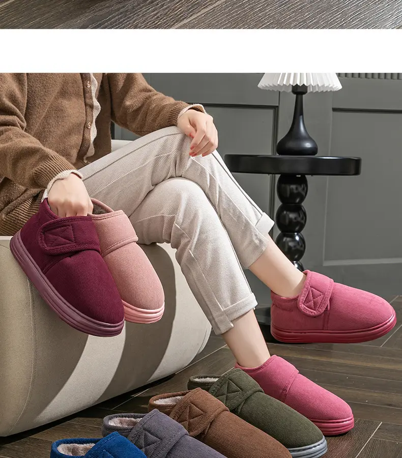 Men's Cotton Slippers with Heel for Autumn and Winter Indoor Home fleece-lined Warm Non-slip Cotton Shoes for the Elderly Men's Winter Outer Wear — feature 25