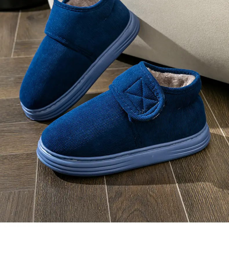 Men's Cotton Slippers with Heel for Autumn and Winter Indoor Home fleece-lined Warm Non-slip Cotton Shoes for the Elderly Men's Winter Outer Wear — feature 3