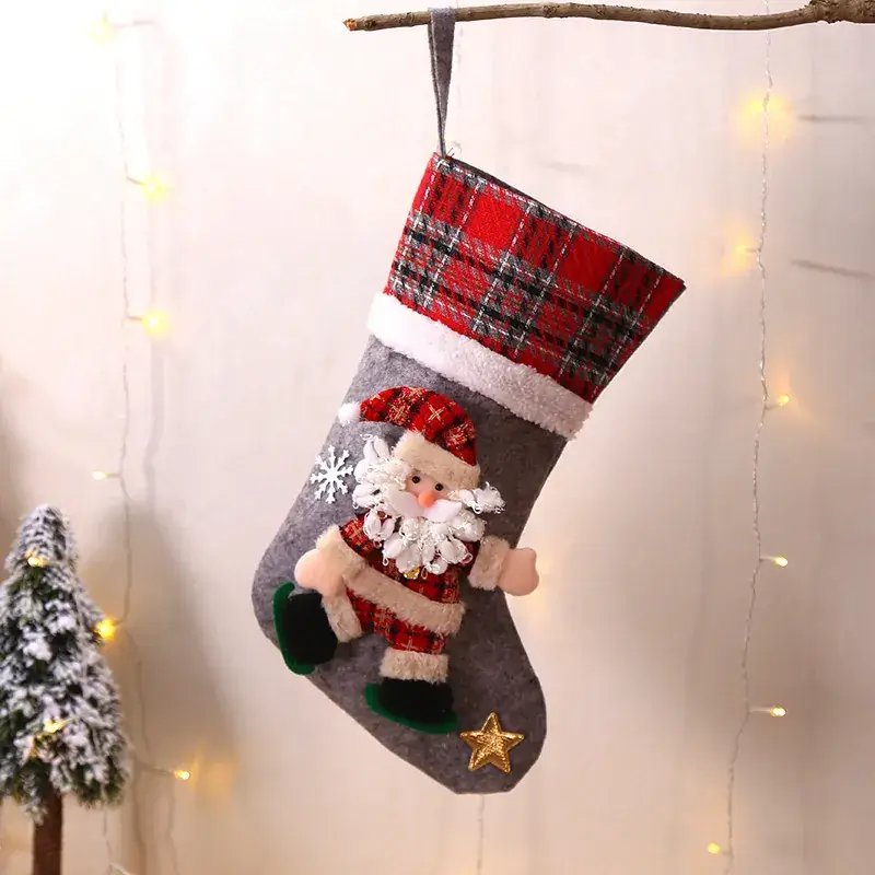 Christmas Plaid Stocking Set for Kids Gift Bag - Image 8