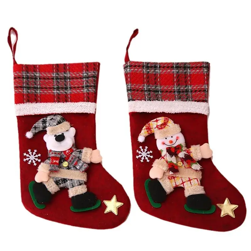 Christmas Plaid Stocking Set for Kids Gift Bag - Image 9