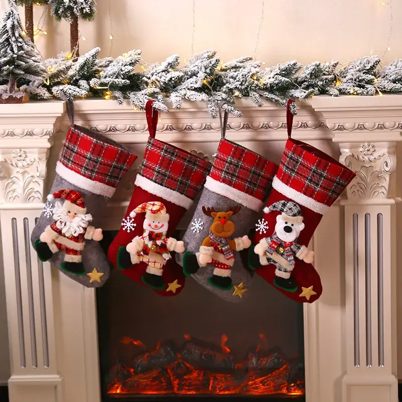 Christmas Plaid Stocking Set for Kids Gift Bag — feature 1
