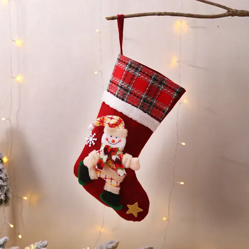 Christmas Plaid Stocking Set for Kids Gift Bag - Image 2