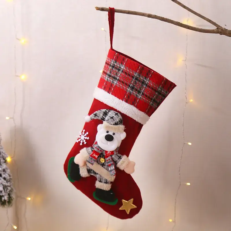 Christmas Plaid Stocking Set for Kids Gift Bag - Image 4