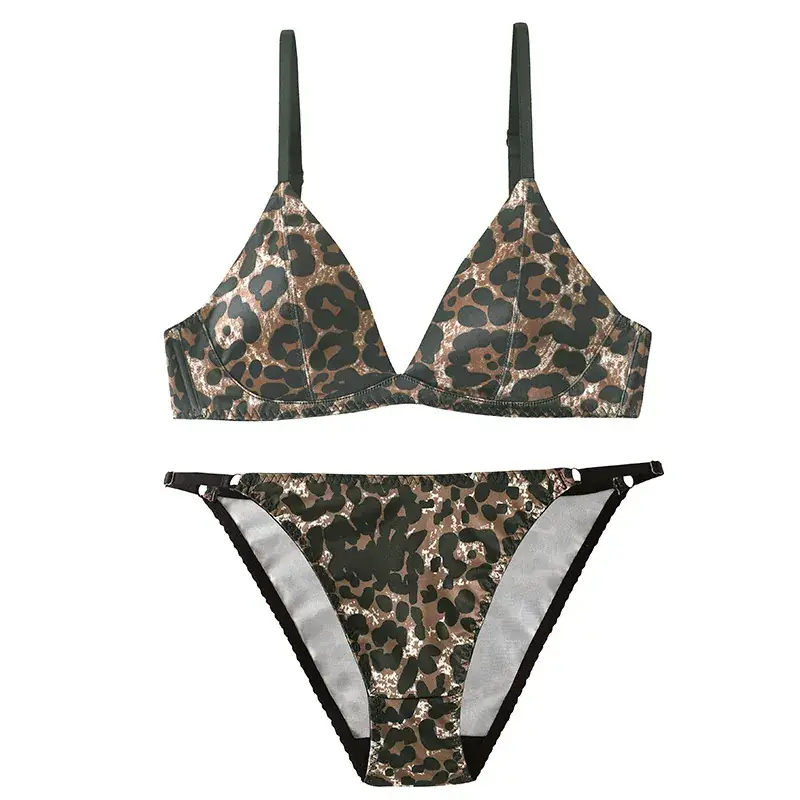 French Triangle Cup Bra Leopard Print No Steel Ring Glow Surface - Image 7