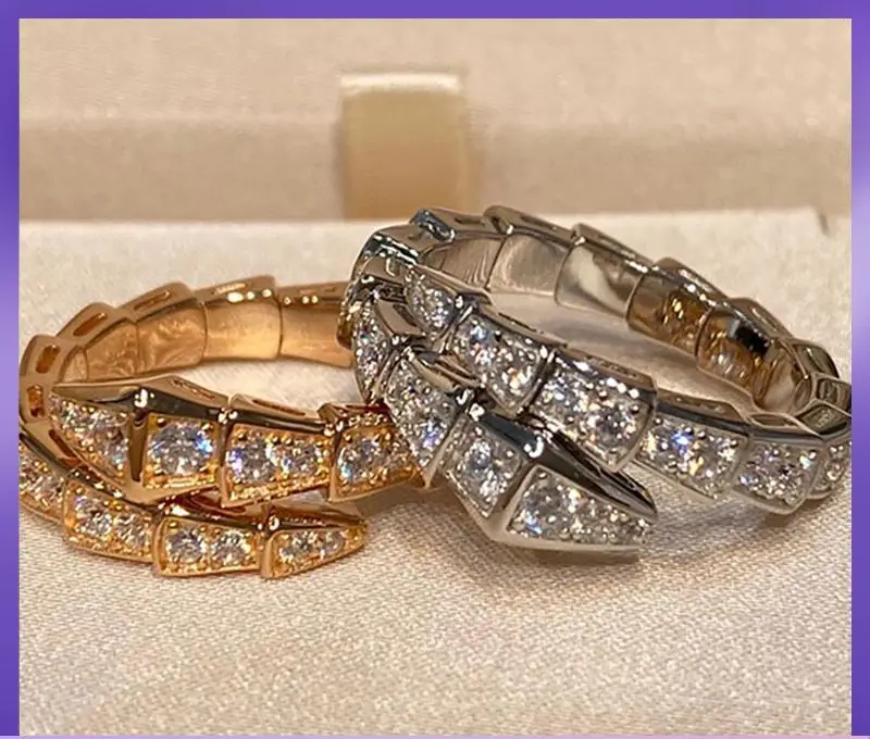 Full Diamond Snake Ring Women's 18K Rose Gold — feature 2