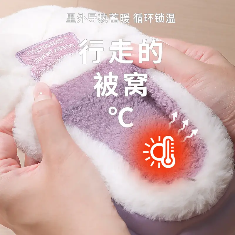 Women's 2025 Autumn and Winter New Indoor Non-Slip Thick-Soled Closed-Toe Warm Plush Cotton Slippers for Men and Women - Image 7
