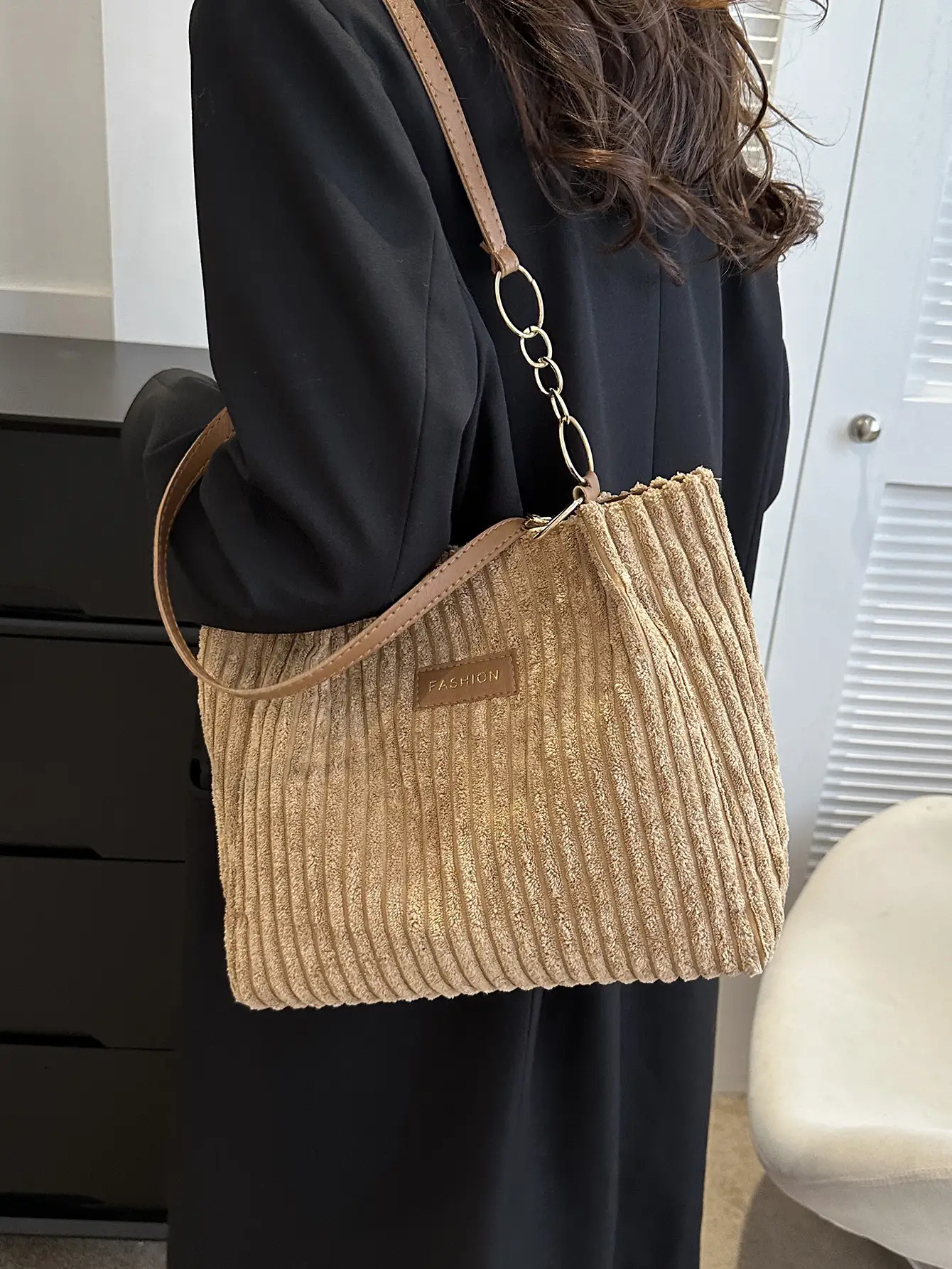 Women's Large Capacity Corduroy Tote Bag Autumn Winter 2024 - Image 6