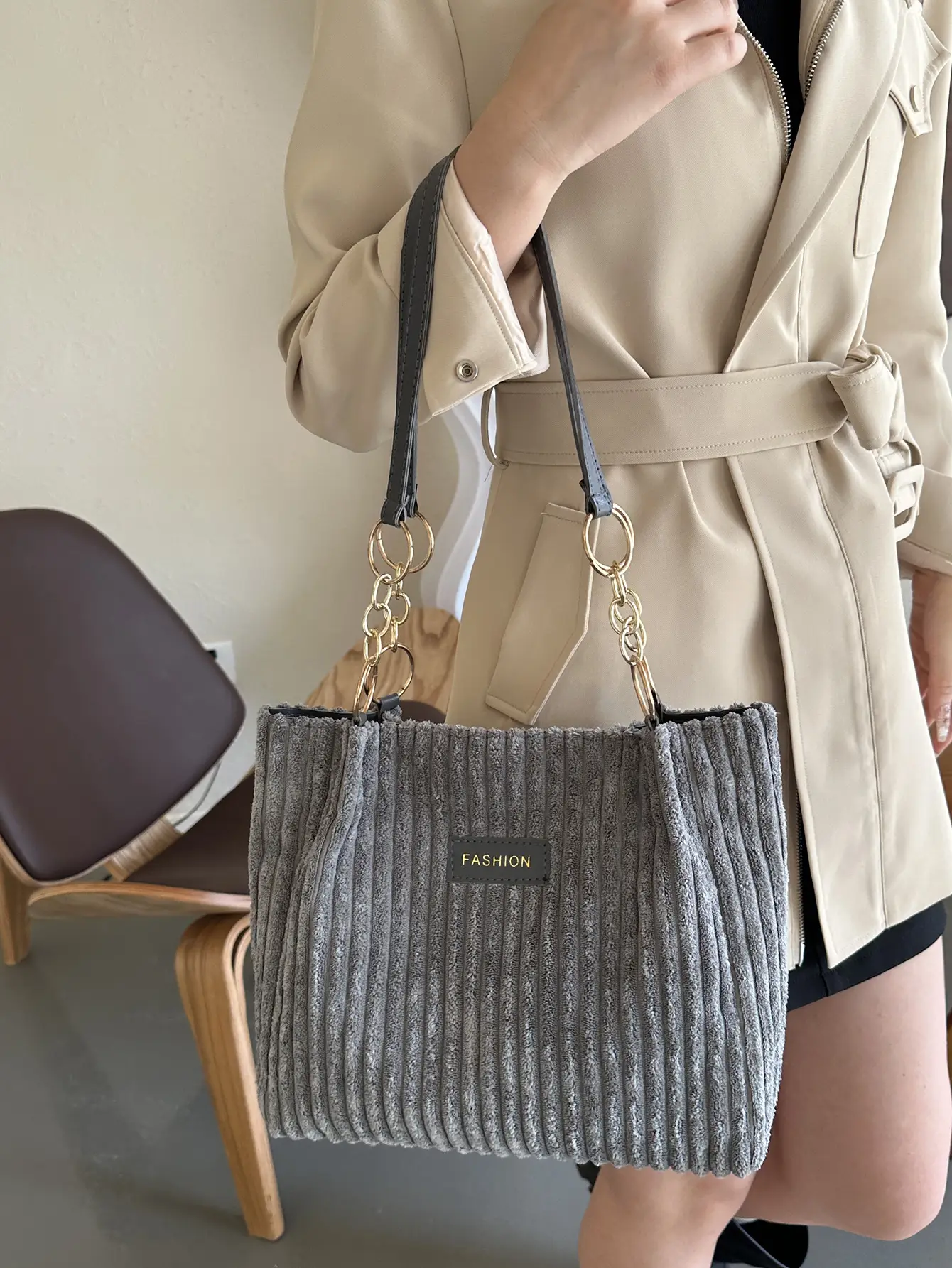 Women's Large Capacity Corduroy Tote Bag Autumn Winter 2024 - Image 7