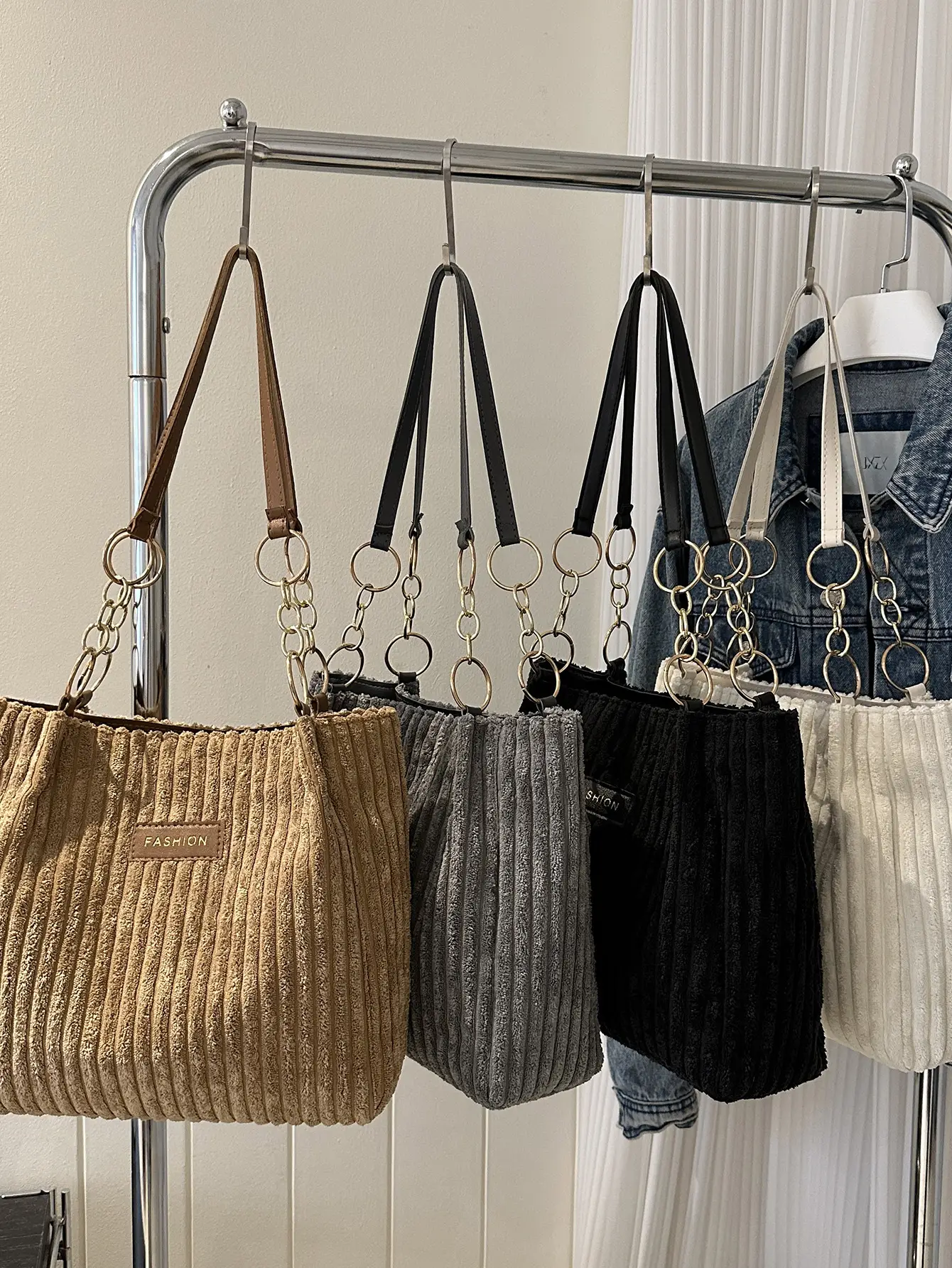 Women's Large Capacity Corduroy Tote Bag Autumn Winter 2024 - Image 9