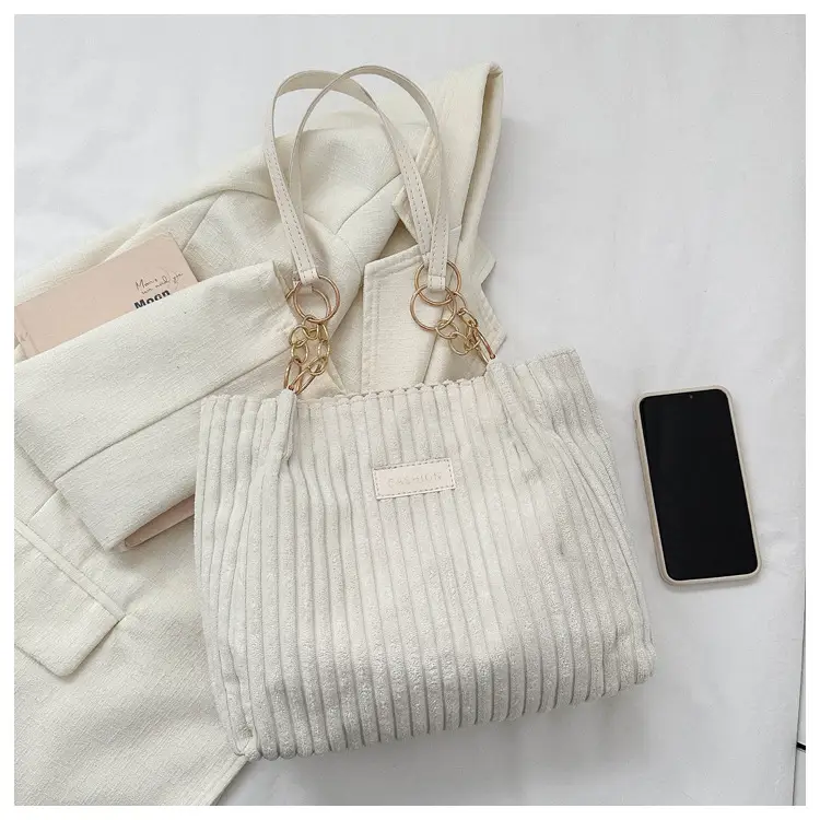 Women's Large Capacity Corduroy Tote Bag Autumn Winter 2024 — feature 11