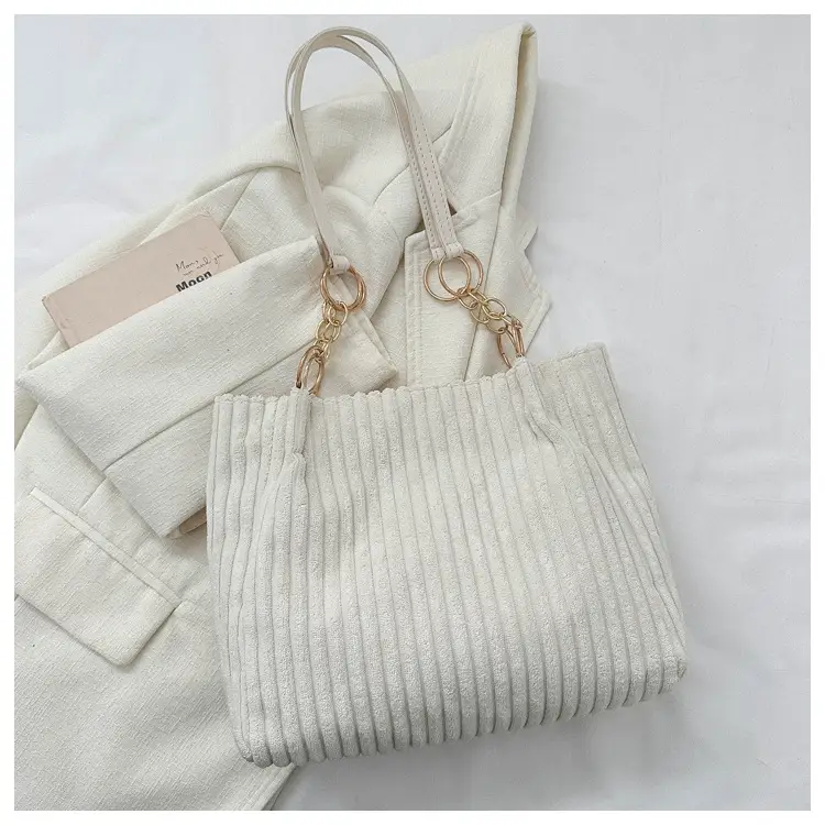 Women's Large Capacity Corduroy Tote Bag Autumn Winter 2024 — feature 12