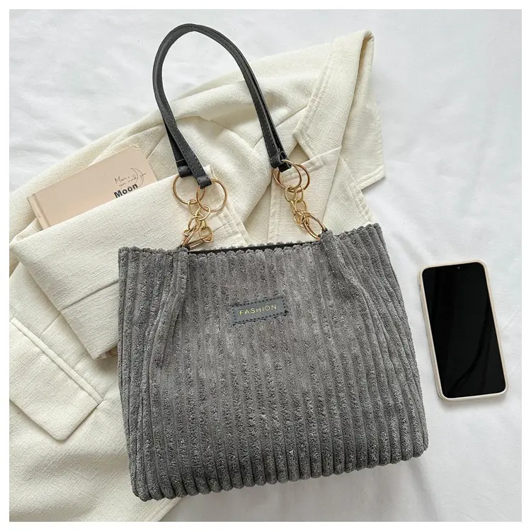 Women's Large Capacity Corduroy Tote Bag Autumn Winter 2024 — feature 17