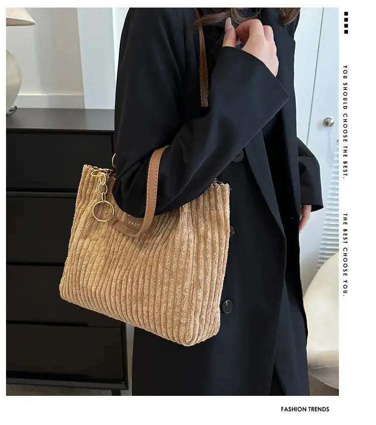 Women's Large Capacity Corduroy Tote Bag Autumn Winter 2024 — feature 2