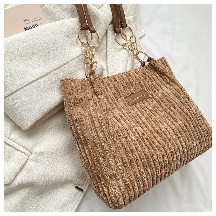 Women's Large Capacity Corduroy Tote Bag Autumn Winter 2024 — feature 25