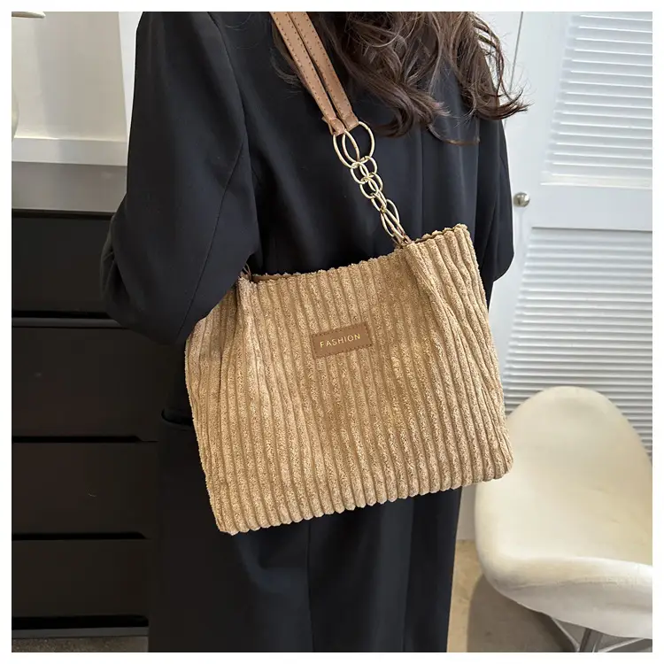 Women's Large Capacity Corduroy Tote Bag Autumn Winter 2024 — feature 31