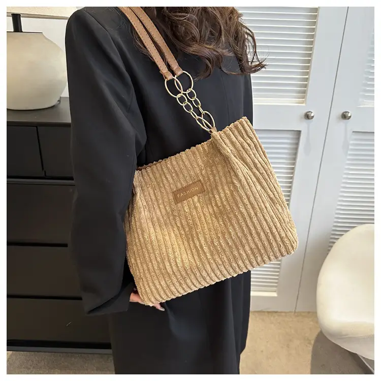 Women's Large Capacity Corduroy Tote Bag Autumn Winter 2024 — feature 32