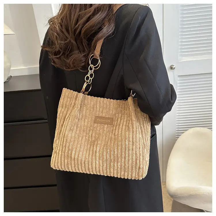 Women's Large Capacity Corduroy Tote Bag Autumn Winter 2024 — feature 33