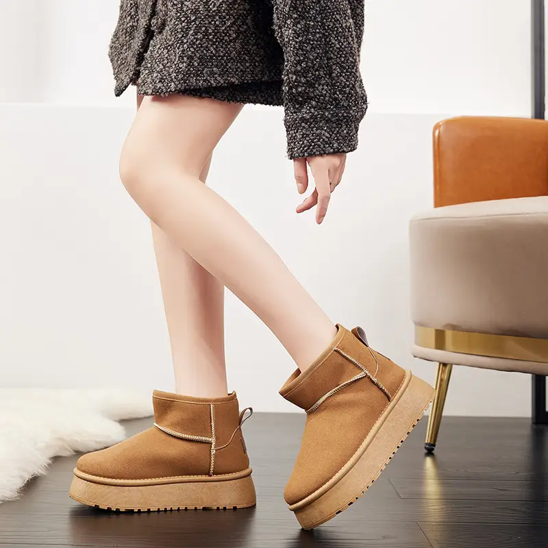 Women's snow boots 2024 winter new fleece-lined thick-soled increased casual warm cotton shoes step-on fashion cotton boots - Image 7