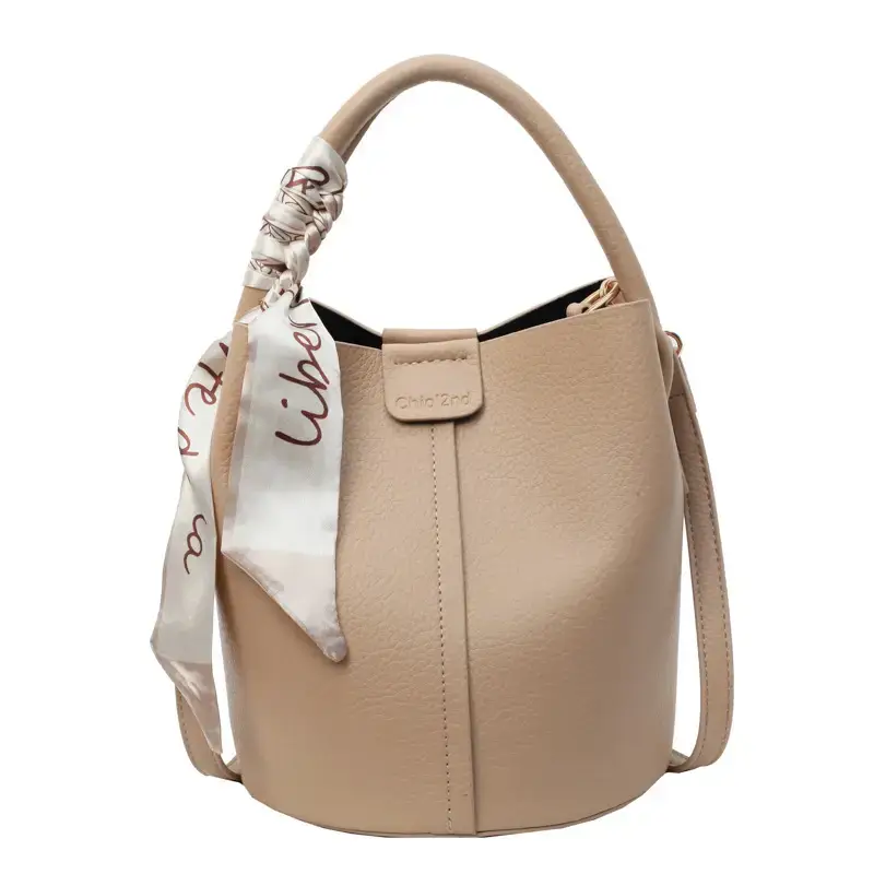 Pink Soft Leather Bucket Bag for Women