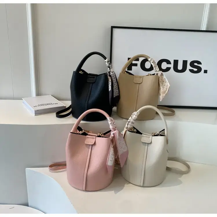 Pink Soft Leather Bucket Bag for Women — feature 15